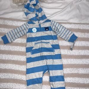 Carter's Blue and Gray Striped Footie